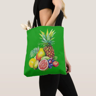 Tropisk fruktcollage tygkasse