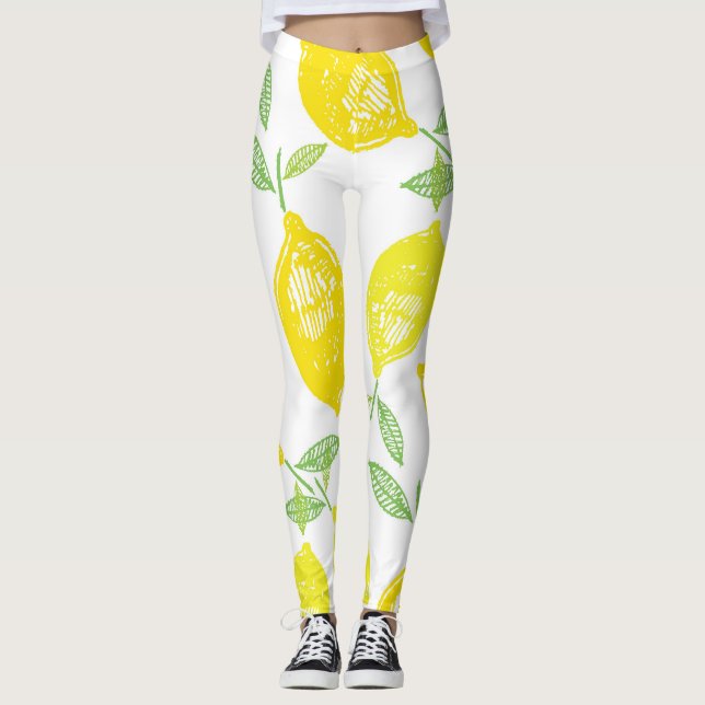 Tropisk fruktdoodle Mönster Leggings (Framsida)