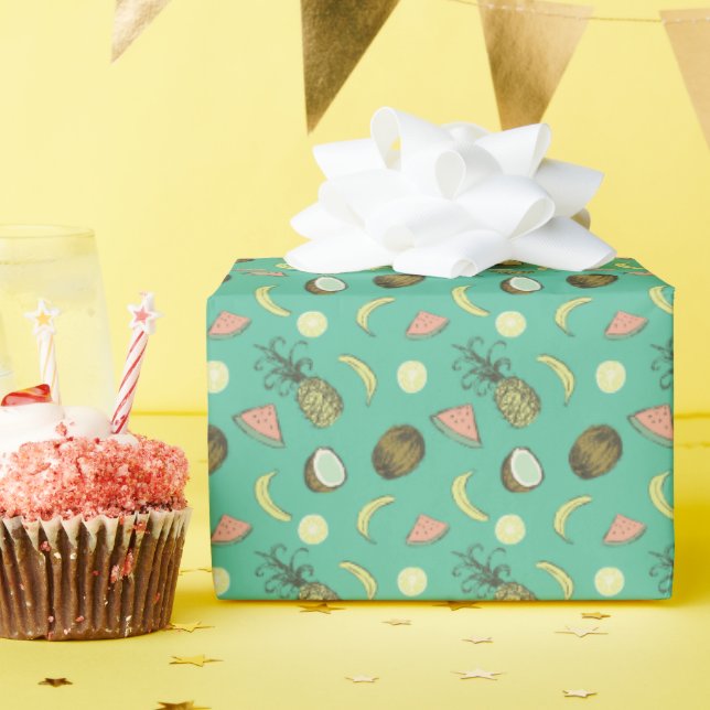 Tropisk fruktdoodle Mönster Presentpapper (Födelsedagsfest)