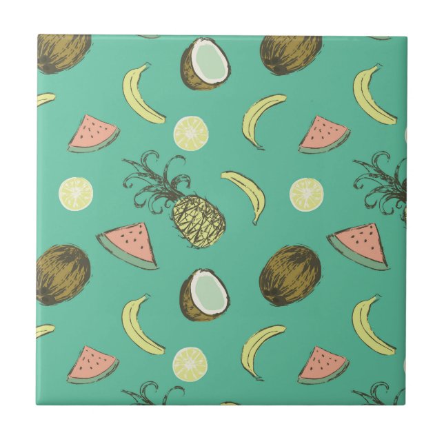 Tropisk fruktlukt Mönster Kakelplatta (Framsidan)