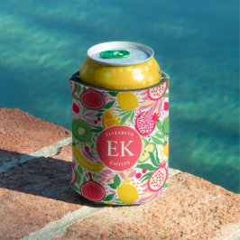 Tropisk fruktmonogram vattenfärg sommar mönster