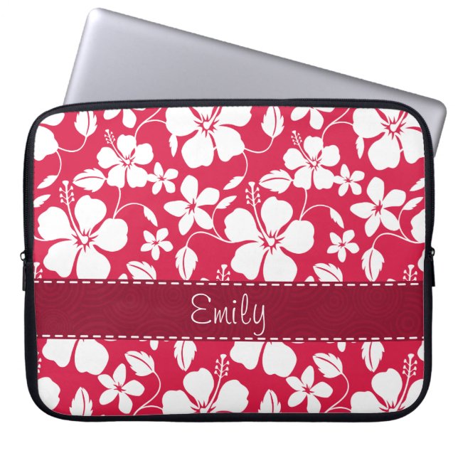 Tropisk Fuschia blommönster Laptop Sleeve (Framsidan)