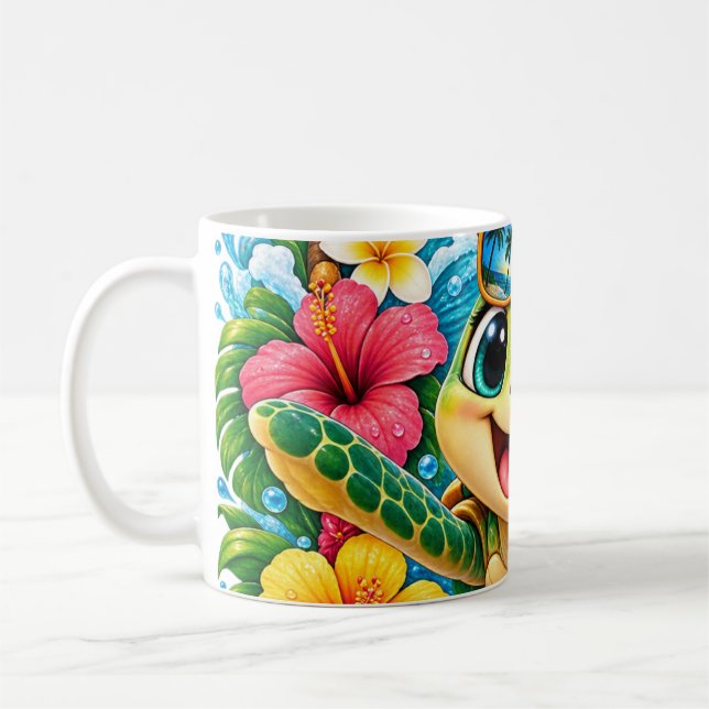 Tropisk Glad Havssköldpadda Kaffemugg (Vänster)