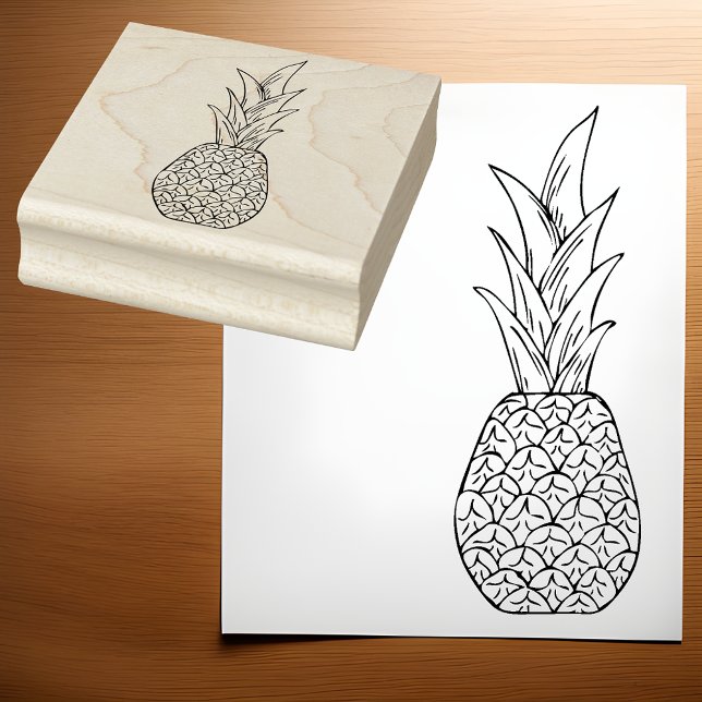 Tropisk Glädje Enkel Skiss Ananas Konst Stämpel (Skapare uppladdad)