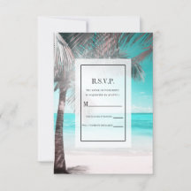 Tropisk Glam Rosa Aqua Blå Strand Palm RSVP svar