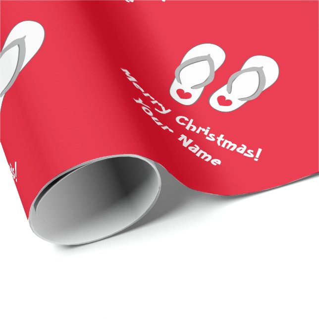 Tropisk god julflinflip flops som slår in papper presentpapper (Rullad Hörn)