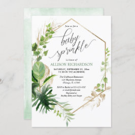 Tropisk grey och sprinkle från guld elegant baby inbjudningar