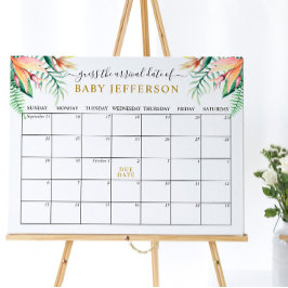 Tropisk Grön Baby Shower Gissa Förfallodatum Kalen Poster