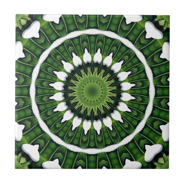 Tropisk Grön Mandala Kakelplatta (Framsidan)