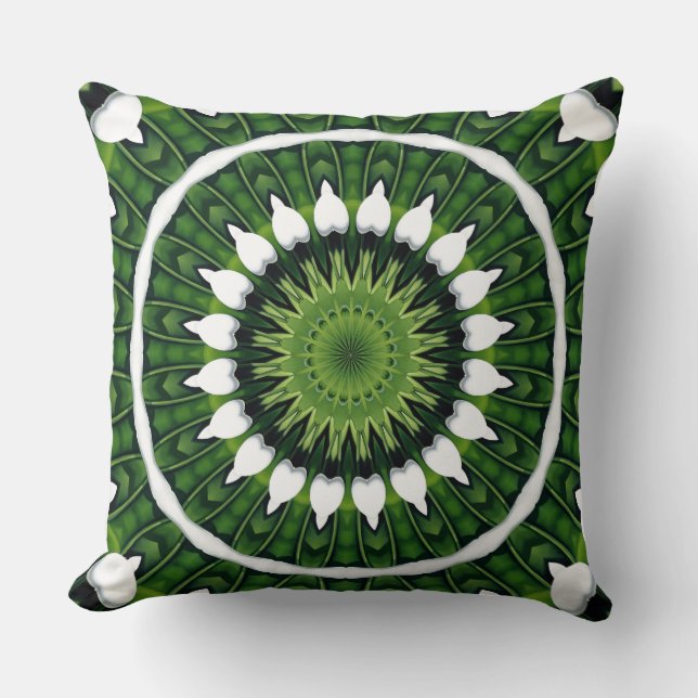 Tropisk Grön Mandala Kudde (Framsida)
