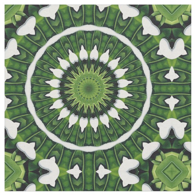 Tropisk grön Mandala Tyg (Närbild)