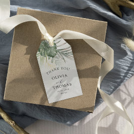 Tropisk Grön Monstera Tack Bröllop Presentetikett