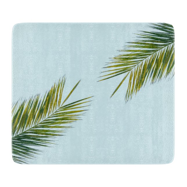 Tropisk Grön Palmfrond på Ljusblå (Framsidan)