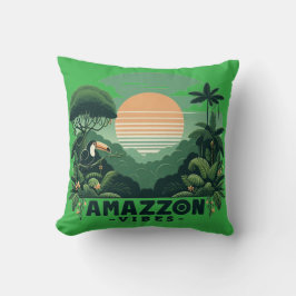 Tropisk Grön Retro Tukan Amazonas Vibe Kudde