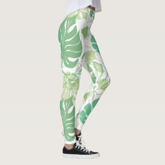 Tropisk grön tryck på leggings