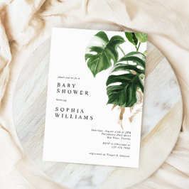 Tropisk Grönska Blad Modern Baby Shower Inbjudningar