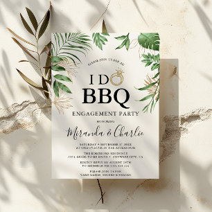 Tropisk Grönska & Guld 'I Do BBQ' Förlovning Inbjudningar