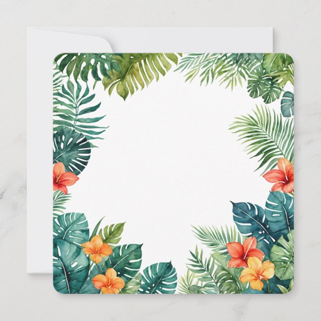Tropisk grönska ram PNG Botanisk bakgrund Inbjudningar (Framsida)