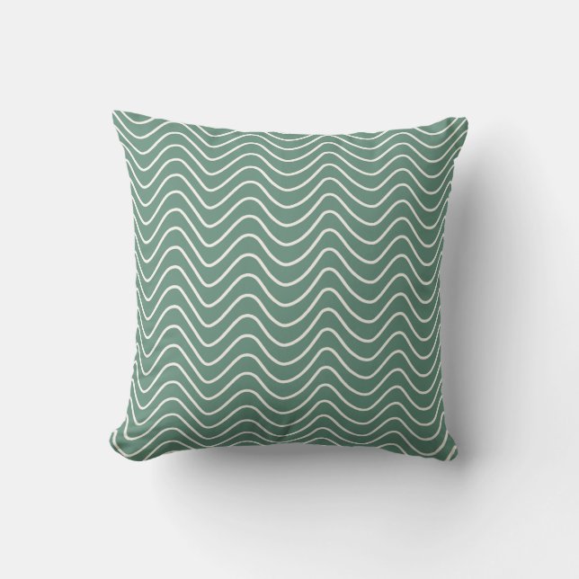 Tropisk Grönt Chevron Mönster Minimal Zigzag Kudde (Framsida)