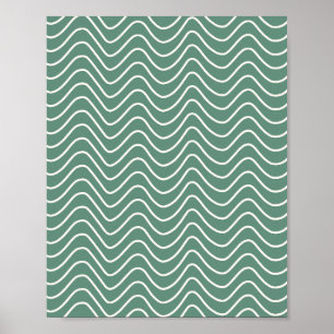 Tropisk Grönt Chevron Mönster Minimal Zigzag Poster