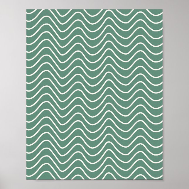 Tropisk Grönt Chevron Mönster Minimal Zigzag Poster (Framsidan)