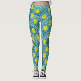 Tropisk Grönt Handflatan Lämnar färgfull Picklebal Leggings