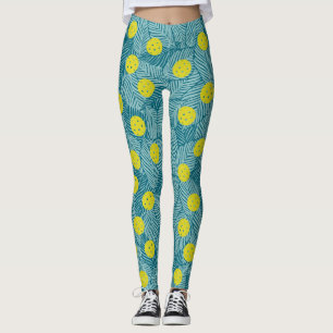Tropisk Grönt Handflatan Lämnar färgfull Picklebal Leggings