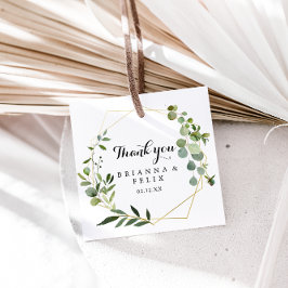 Tropisk Grönt i Guld Bröllop Gåvor Etiketter