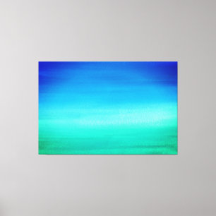 Tropisk Grönt med ljusa vattenfärger Ocean Blue Canvastryck