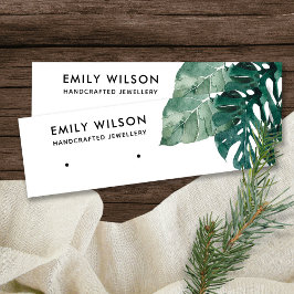TROPISK GRÖNT MOSTERA FAUNA STUD EARRING VISNING MINI VISITKORT