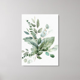 Tropisk Grönt Sage Eucalyptus Lövs Bouquet Canvastryck