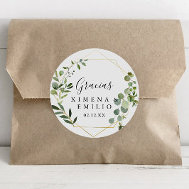 Tropisk Grönt Spanska Tackens bröllopsförmån Runt Klistermärke