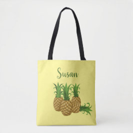 Tropisk gul ananas shoppingbag tygkasse
