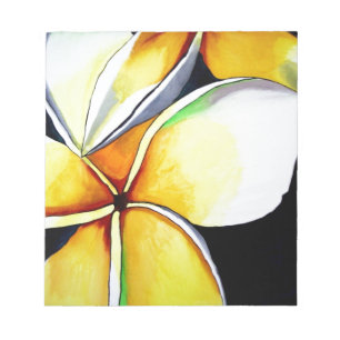 Tropisk gul frangipani-blomma original konst anteckningsblock