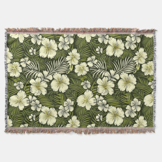 Tropisk gul och grön blommig filt