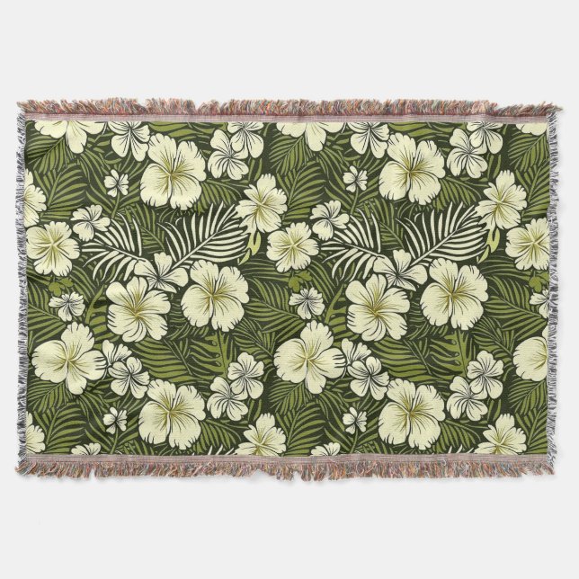 Tropisk gul och grön blommig filt (Framsidan)