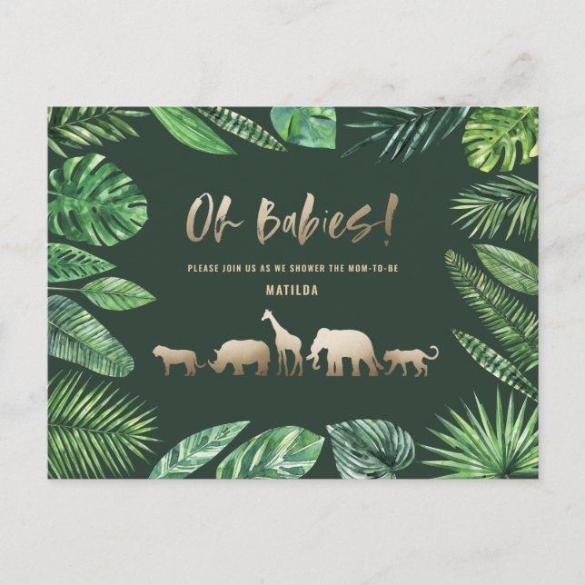 Tropisk guld, modern, färglös mamma-till-att-vara vykort (Framsida)