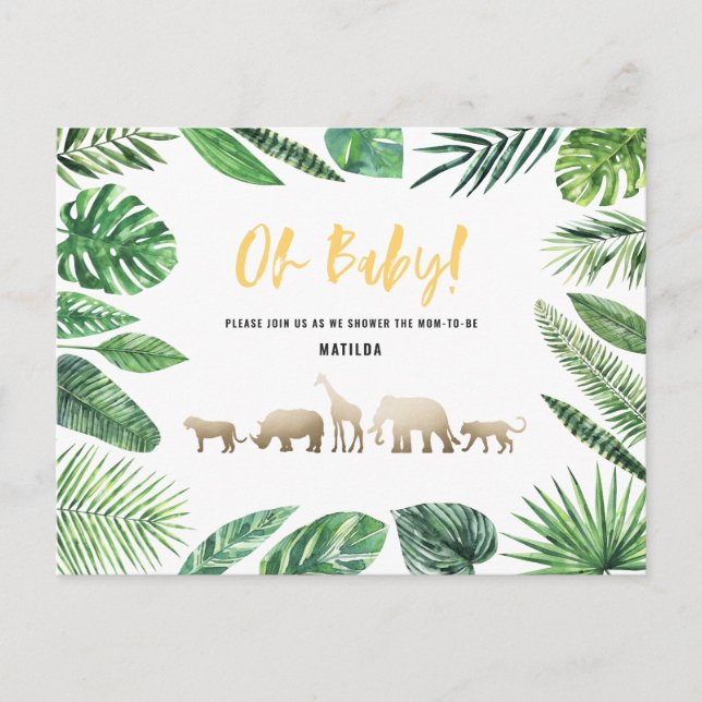 Tropisk guld, modern, färglös mamma-till-att-vara vykort (Framsida)