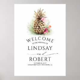 Tropisk Guld-pineapple Beach Wedding Poster