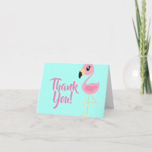 Tropisk gullig tackfödelsedag för rosa Flamingo Kort