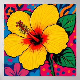Tropisk Gult Hibiscus Flower Poster