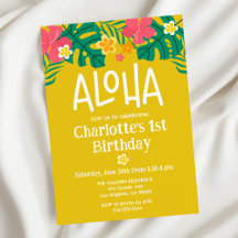 Tropisk Gult Luau Aloha Birthday-inbjudan