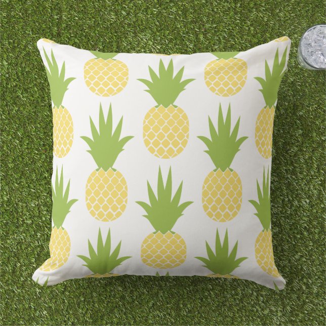 Tropisk Gult och Grönt Ananas Mönster Kudde (Gräs)