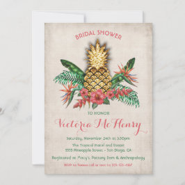 Tropisk gyllene ananas bröllopsdusch-inbjudan inbjudningar