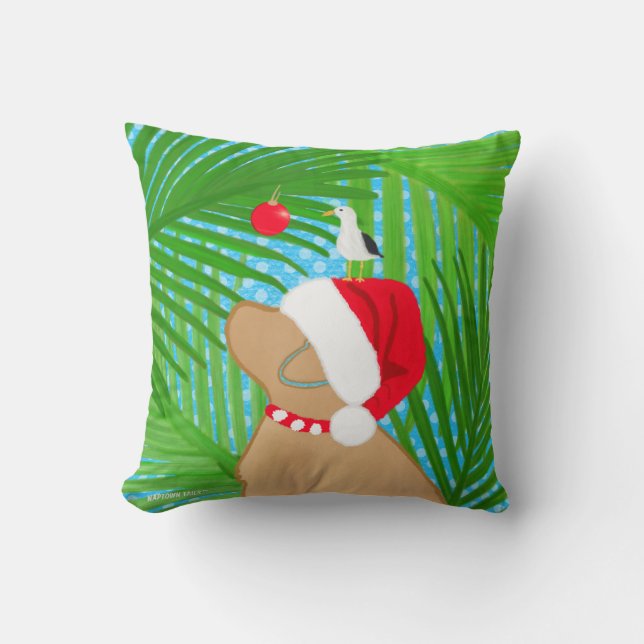 Tropisk gyllene Santa mås jul Kudde (Framsida)