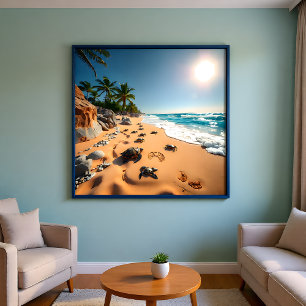 Tropisk gyllene skal strand Chic Fototryck