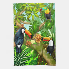 Tropisk handduk för Tea för Toucan djungelkök Kökshandduk