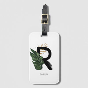 Tropisk Handflatan-Brev-R Monogram Bridesmaid Bagagebricka