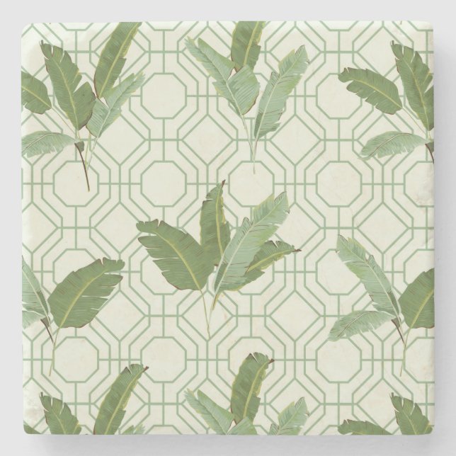 Tropisk Handflatan-Löv Underlägg Sten (Framsidan)