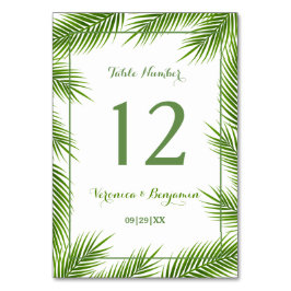 Tropisk Handflatan Lövs Beach Wedding Bordsnummer